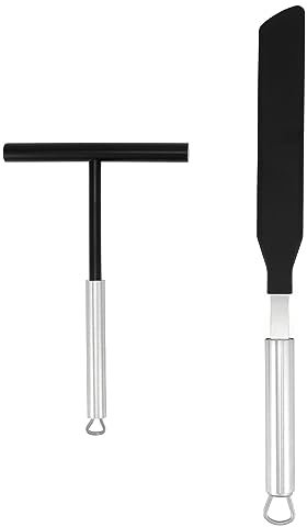 QWORK® acero inoxidable 304 distribuidor de crepes y espátulas, herramientas para hornear para panqueques, crepes