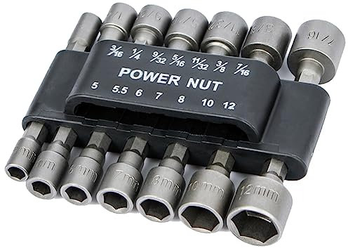 Bestgle 14pcs 1/4 Inch Shank Power Nut Driver Bit Set, Socket Bit Adapter for Quicker Change Chuck Adapter, Electric Hand Drill, Screwdriver