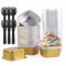 AHPYEUHK 150ML Mini Loaf Cake Cases with Lids 50 Sets/150 Pcs Mini Loaf Tins Gold Aluminum Foil Baking Cups Reusable Square Small Cake Tins for Bread,Cake,Muffins,Dessert