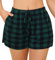 Lovasy Bas de Pyjama Femme Short de Pyjama d'été en Coton à Carreaux Léger Short de Nuit Grande Taille Vert foncé M