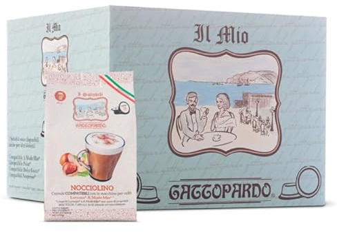 128 Capsule di Nocciolino compatibile con Lavazza a Modo Mio Gattopardo, Bevanda Solubile Di Caffè alla Nocciola Aroma Italiano Monodose per Tazzina da 80cc