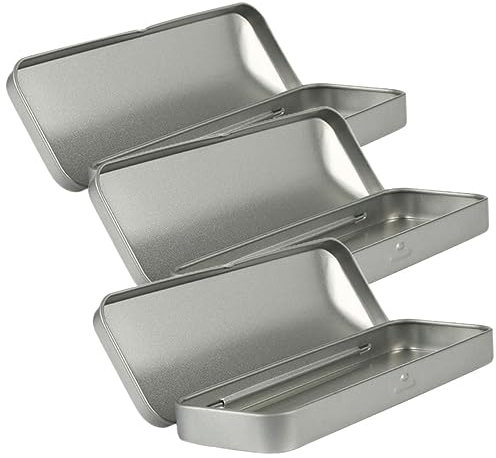NUOBESTY 3pcs Multi-Function Metal Pencil Case Lid Tin Boxes for Organizing Pens and Pencils Compact Design for School and Office Use