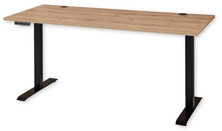 Stella Trading Schreibtisch höhenverstellbar elektrisch in Altesche furniert FSC-Zertifiziert - Verstellbarer Bürotisch mit digitaler Höhenanzeige & Memory Funktion - 160 x 72-120 x 77 cm (B/H/T)