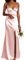 WSEYU Robes de demoiselle d'honneur à bretelles spaghetti pour mariage avec col en V en satin Robes de soirée formelles Rose pâle 46