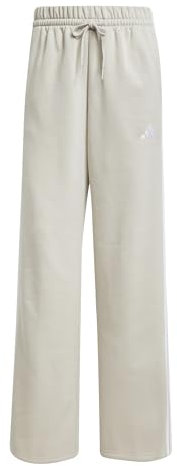 adidas Donna Essentials 3-Stripes Open Hem Fleece Pants, Wonder Alumina/White, S