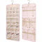 AKOLAFE Schmuck Organizer Hängend 80x36cm Schmuck Organizer Reise Schmuck Organizer Wand Schmuckaufbewahrung Transparente Schmuck Aufbewahrungssystem für Ketten, Ohrringe, Ringe, Halsketten,Tür (Rosa)