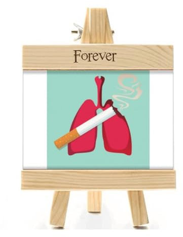 Bilderrahmen mit Logo Cigarette Damage The Lung, Holz, Tischaufsteller, 10 x 15 cm