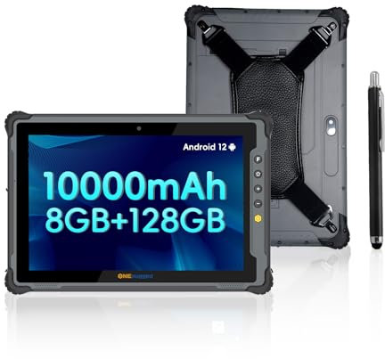 ONERugged Rugged Tablet M10T, 10.1 inch Andriod 12 Tablet, Octa-Core CPU 8GB+128GB, IP65 MIL-STD-810H Waterproof, 10000mAh, Industrial Outdoor Work PC w/ 13MP+5MP Camera, 4G LTE/WiFi 5/BT 5.1/NFC-Gray