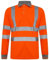 MIZAF® Hi Viz Long Sleeve Polo Shirts - Men's High Visibility Reflective Tape Safety Security Work Breathable Lightweight Workwear T-Shirt Tops (Orange, 3XL)
