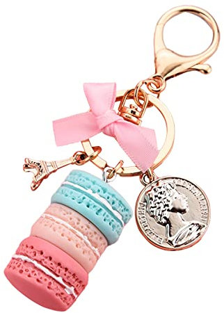 Porte-clés Gâteau Macaron Idée Cadeau Mignonne Et Colorée Porte-Clés Personnalisé (B, 3x2x5cm)