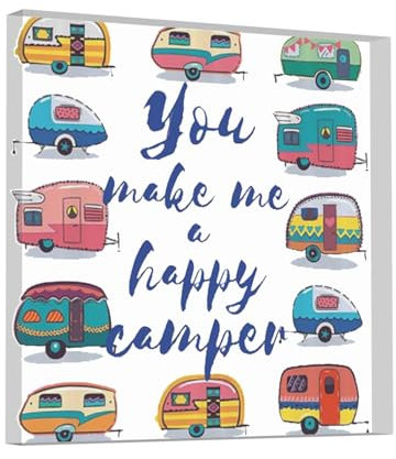You Make Me Happy-Wohnwagen-Anhänger aus Acryl – Andenken an Eltern, Weihnachts- und Geburtstagsgeschenk, ohne Sockel, geeignet für Büro und Heimdekoration