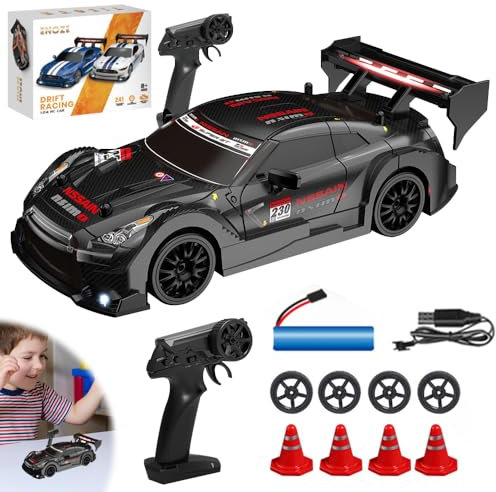 DAJASD RC Drift Car, 1:24 2.4Ghz Remote Control Car with Cool Lighting & 2 Batteries 50 Mins Play Time, 30km/h High Speed 4WD Racing RC Drifting Cars, Radio Controlled Cars Toys Gifts for Kids Adults