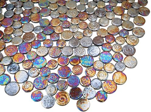 500 g gemischte 3 Größen, zufällige runde Keramik-Mosaikfliesen, kreative Keramik-Mosaikfliesen für Bastelplatten, Blumentöpfe, Vasen, Tassen, handgefertigte Heimdekoration (Regenbogenbraun)