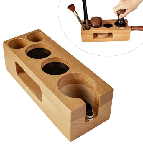 Guolich Tamperstation, Tamper Station aus Buchenholz für Siebträger 51 mm / 54 mm, Tamping Station für Espresso Kaffeemaschine Barista Zubehör,Kaffee-Tamperhalter,Barista Station