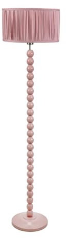 ValueLights | Rose Pink Bobbin Stem Floor Lamp with Blush Pink Ruched Pleated Shade Living Room Lounge Light | Floor Lamps, Home Décor & Improvement Essential | Included LED Bulb