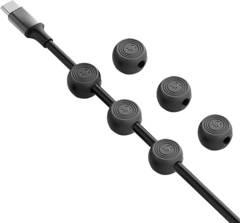 Wanheart Magnetic Cord Holders, Magnetic Cable Organizer for Desk – Multipurpose Wire Clips for Lightning, USB-C, Micro Chargers, Attach to Magnetic Surface – Office & Home Use (6 Round Clips)