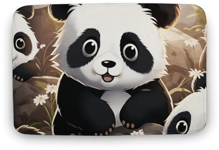 Rutschfester Badteppich, Panda, Tierdruck, waschbar, saugfähig, Duschvorleger, Badteppich für Boden, Badewanne, Schlafzimmer, Büro, 50 x 80 cm