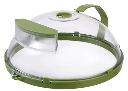 Microwave Splatter Cover, Vented Food Lid with Mat Base, Built-In Water Reservoir, Multi-Use Colander Design, Enhanced Food Moisture, Made from ABS Material, 11.81*3.94in