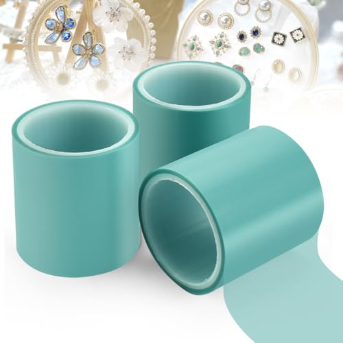 FuxFuis 3 Rollen Nahtlose Klebeband Handwerk Klebeband Schmuck UV-Klebeband | Metallrahmen Klebebänder 5CM Breit Papierband Selbsthaftung Hellblau Klebebände PET-Klebeband für Basteln, UV Harz, DIY