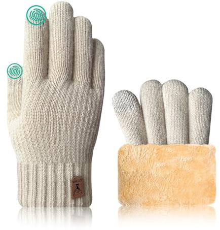 JUNRUI Winterhandschuhe für Damen Herren Touchscreen Thermohandschuhe mit Warme Fleecefutter für Kaltes Wetter