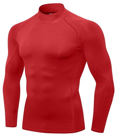 Yuerlian Compression Tops for Men Long Sleeve Running Mock Turtleneck Shirt | Quick Dry,Base Layer T-Shirts,Sports,Gym,Training Undershirts,Workout,Athletic,Slim Fitted,Football,Training,Hiking