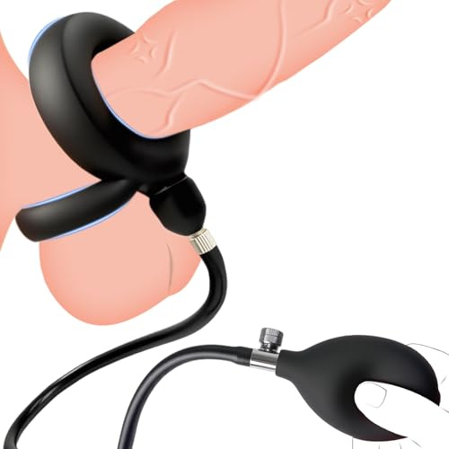 Aufblasbar Penisring mit Pumpe Einstellbar Silikon Hodenringe Hoden SM | Penis Ring Bdsms Folter Geräte Toys Männer Sexspielzeug Hodenring Cockring Langwährende Erektion Sex Toys