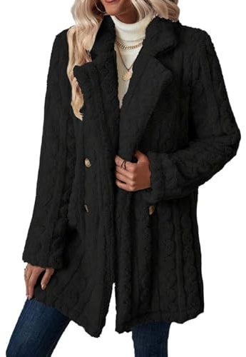 GUCURIN Cappotto Lungo Donna Giacca Pile Invernale Cappotto Donna Reversibile Peloso Pelliccia con Tasche Giacche