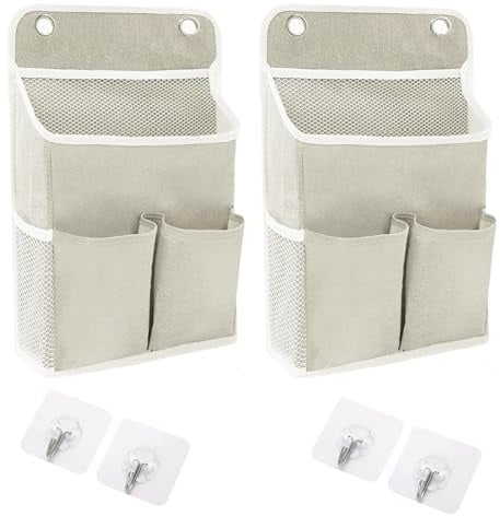 Vauki 2 Stück Hängeorganizer mit 4 Haken - Hängeregal, Türregal zum Einhängen, Hängetaschen für Badezimmer, Schlafzimmer und Küchen