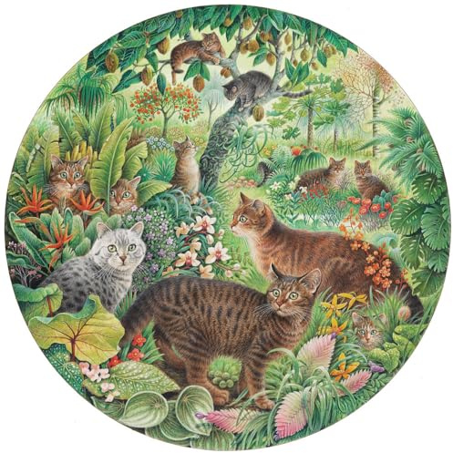 Puzzle 501 Teile - Rundes Puzzle - Tiger Cats in the Jungle