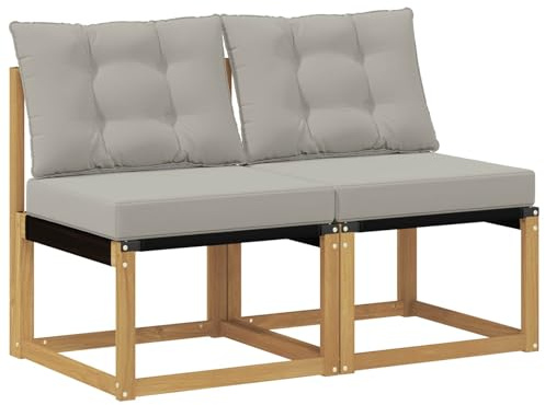 vidaXL 2 Stück Outdoor Mittelsofa, Akazienholz Balkonmöbel, modernes, Robustes Lounge-Set für vielseitige Garten-Nutzung, wetterfest und schick
