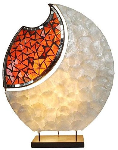 Dekorative Leuchte Yoko 45 cm, ovale Form, Tisch-Lampe Natur-Material, Höhe ca. 45 cm, Stimmungsleuchte