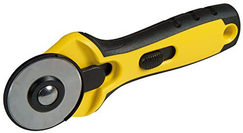 Stanley Rundklingen-Cutter STHT0-10194 (45mm Rundklinge, Rollschneider ideal für Stoffe, Textilien & Leder, für Links- und Rechthänder, leichtes Schneiden von Geraden und Bögen in alle Richtungen) Schwarz Gelb