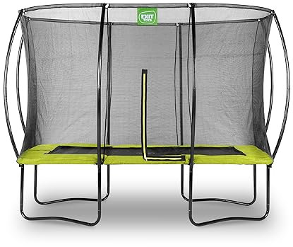 EXIT Toys Silhouette Trampolin - 214x305cm - Rechteckiges Gartentrampolin Outdoor für Kinder - Mit Sicherheitsnetz und Fußschutzsystem - Preisgünstig - Sicherer Einstieg - Gute Sprungkraft - Grün