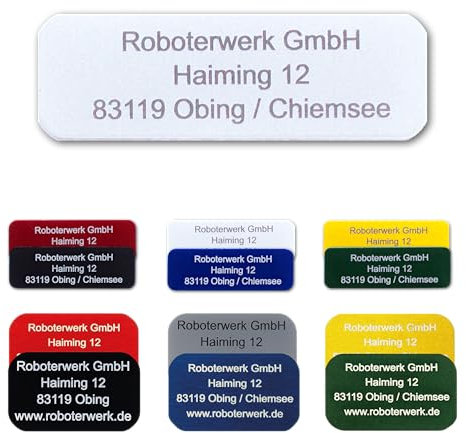 Roboterwerk Drohnen Kennzeichnungsschilder mit Lasergravur | Aluminium | 31x19mm oder 30x10mm | silber eloxiert | Text | e-ID und Registrierungsnummer | Aufkleber (Silber, 30x10mm)