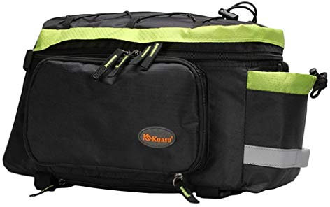 Hunpta @ Fahrrad Gepäcktasche Satteltasche, Rücksitztasche Umhängetasche Gepäckträger Tasche mit Regenschutz Abdeckung für Rennrad, Mountainbikes (Grün)