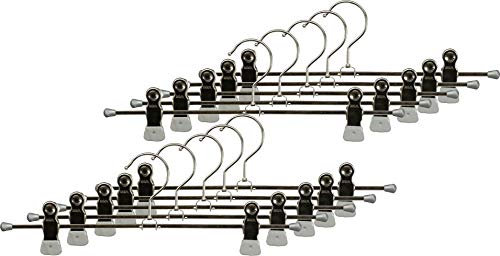 MAWA Kleiderbügel mit Clips, Set aus 10 platzsparenden Bügeln mit rutschfesten Clips, perfekt für Hosen und Röcke, mit 360° drehbarem Haken, 40cm, Silber