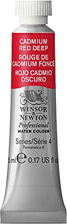 Winsor & Newton 8840301 Professional Aquarellfarbe, lebendige Wasserfarben in Künstlerqualität, hohe Farbbrillanz & Leuchtkraft, lichtecht, Archivqualität, 5ml Tube - Kadmiumrot dunkel