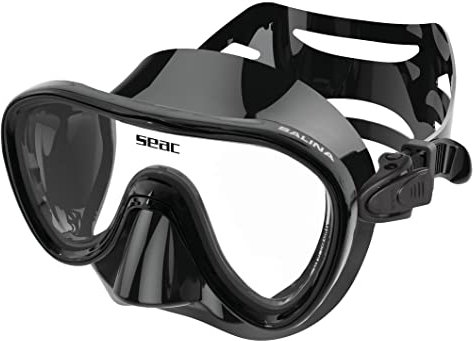 SEAC Unisex-Adult Salina SLT Schnorchelmaske mit Maskenkörper aus hypoallergenem Siltra und Maskenschnallen mit 2 Knöpfen, 2 Große, schwarz, Standard