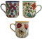 Gall&Zick Kaffeetasse Blumenmuster, handbemalt aus Keramik, 400ml, spülmaschinenfest (3er Set gemischt)