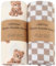 LifeTree Musselin Swaddle Decken Neutral, Baby Swaddling Wrap Kinderzimmer Empfangsdecke für Jungen & Mädchen Unisex Weiche Bambus Baumwolle Groß 119,4 x 119,4 cm, Bär & Kariert Kaffee