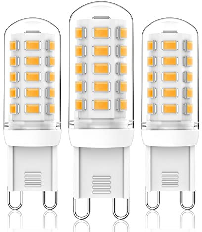 Cxyemt G9 LED Dimmbar Lampen, 5W Ersatz für 40W Halogenlampe, Warmweiß 2700K LED Leuchtmittel, Kein Flackern, 420LM AC220-240V 360° Abstrahlwinkel G9 Birnen, 3er Pack