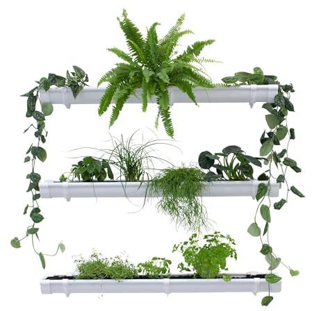 Jardinion Pflanzenwand 3 x 1m Weiß | Vertikaler Garten, platzsparende Gartengestaltung, Pflanzenregal für Innen und Außen