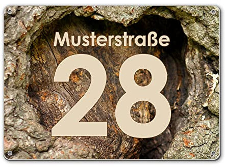 banjado® Hausnummernschild personalisierbar Motiv Altes Herz - Hausschild personalisiert Draußen mit Straßennamen möglich - Hausnummernschild Edelstahl versch. Motive - inkl. Montagematerial