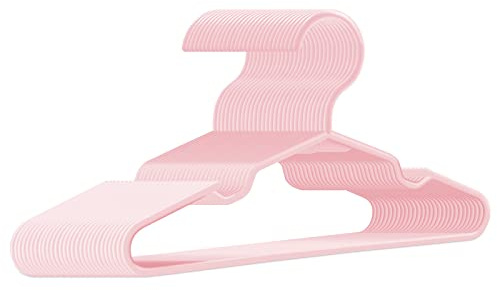 trusir Baby-Kleiderbügel für Kleiderschrank, 100 Stück, Rosa, rutschfeste Kunststoff-Kleiderbügel für Kinderkleidung (Rosa, 100)