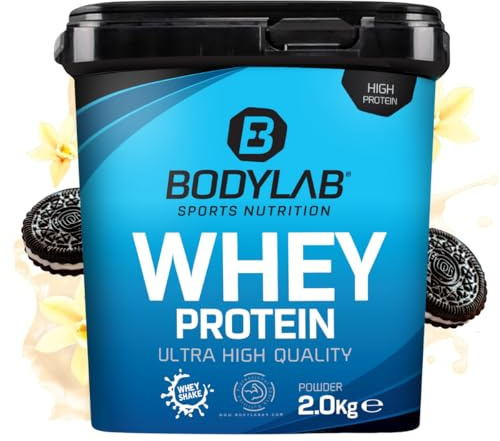 Bodylab24 Whey Protein Pulver, Vanilla Cookie, 2kg | Bis zu 24 g Protein pro Portion, hochwertiges Molkenprotein, perfekt löslich, ideal für Protein Shakes rund ums Training