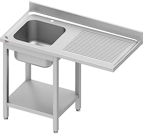 Cleiton® Fregadero de Acero Inoxidable 1 Seno para Lavavajillas con Escurridor a la Izquierda 1400x700x900 mm Desmontable | Pica Industrial con patas