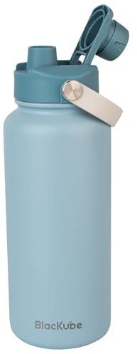 Blackube Edelstahl Trinkflasche 1000ml-Thermosflasche Thermoskanne - BPA-Frei, Auslaufsicher, Große Trinkflasche aus Metall für Sport, Schule, Fitness, Outdoor, Camping