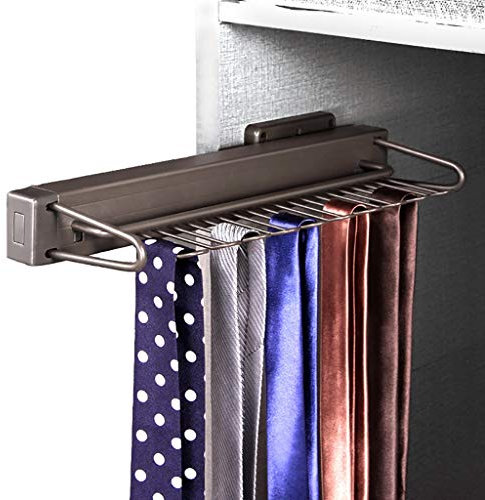 JUNNIU Ausziehbarer Krawattenhalter, ausziehbarer Gürtelhalter für Schals, Organisationsständer, Schrank-Krawattenhalter – 460 mm Decoration