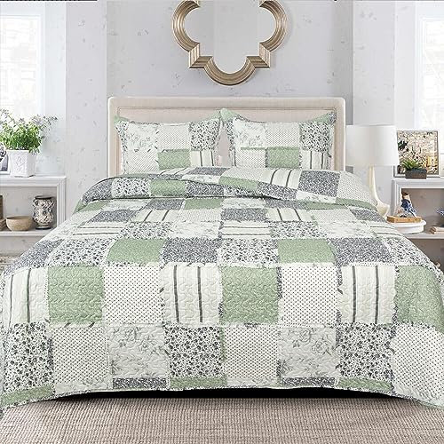 Bedspread Single Bedding Set - Green Flower Tree Branch Design 100% Cotton Comforter Set - Sofa Bed Throw for Bedroom Living Decor OLIVE (Des 1)
