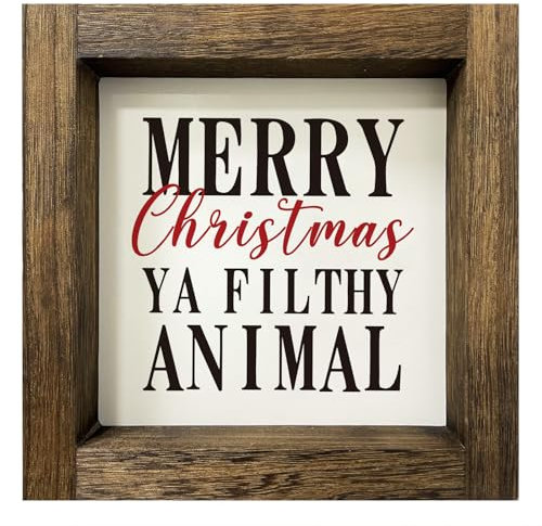 Home Alone Merchandise Geschenke, lustige Weihnachtsdekoration, Neuheit Home Alone Holzschild, Home Alone Prints mit Holzrahmen für Tisch Wand Urlaub Dekor, Xmas Tiered Tray Decor, 17,8 x 17,8 cm